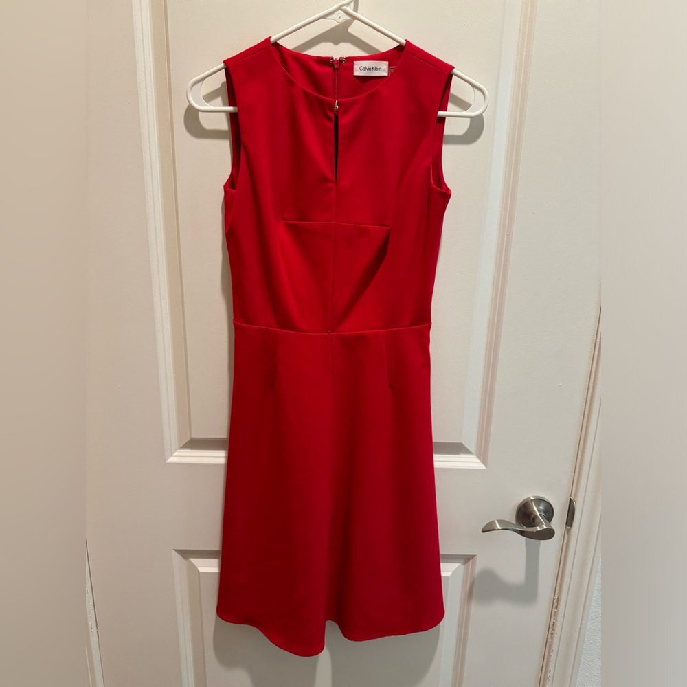 Brilliant red Calvin Klein A line dress
